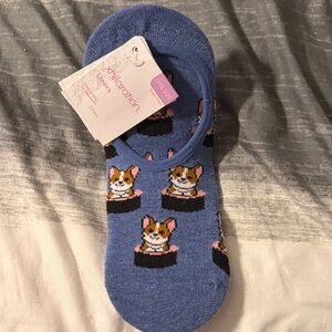 Xhilaration Blue Socks with Corgi Pattern